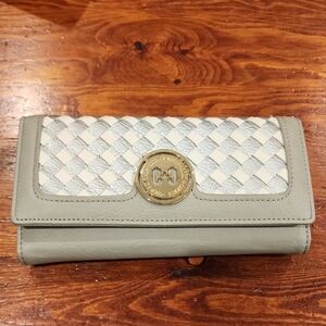 Coco + Carmen Gray and Cream Woven Wallet